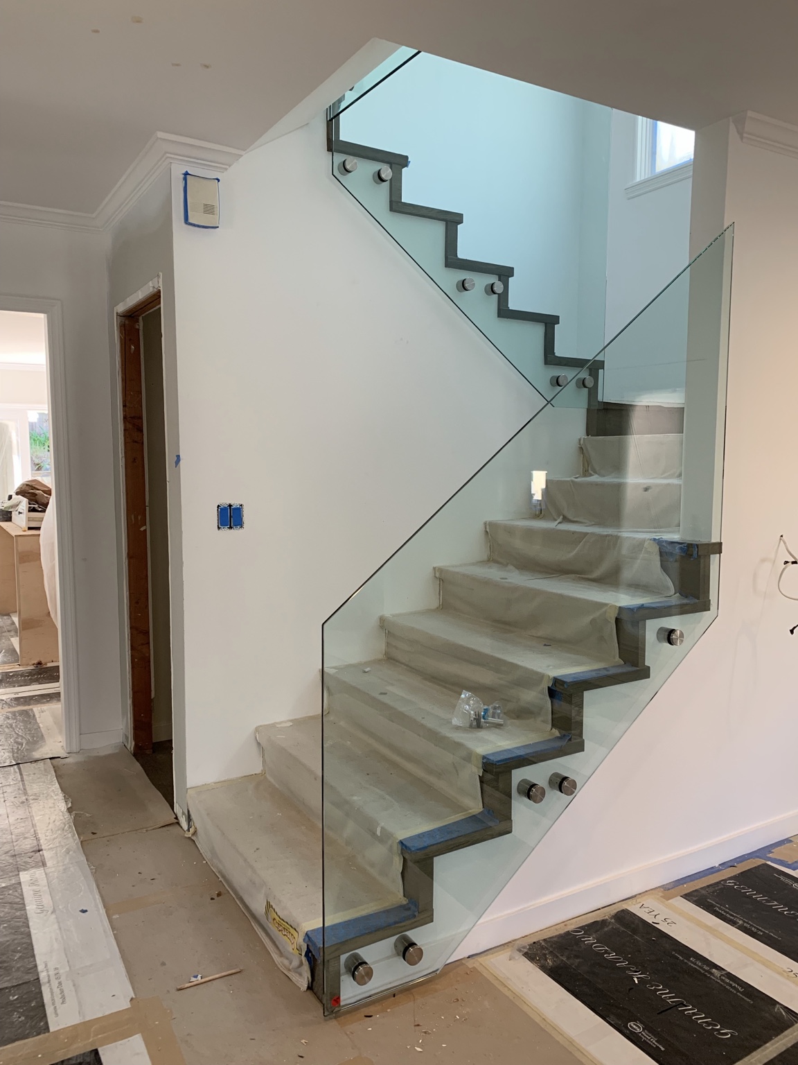 Glass stair railing