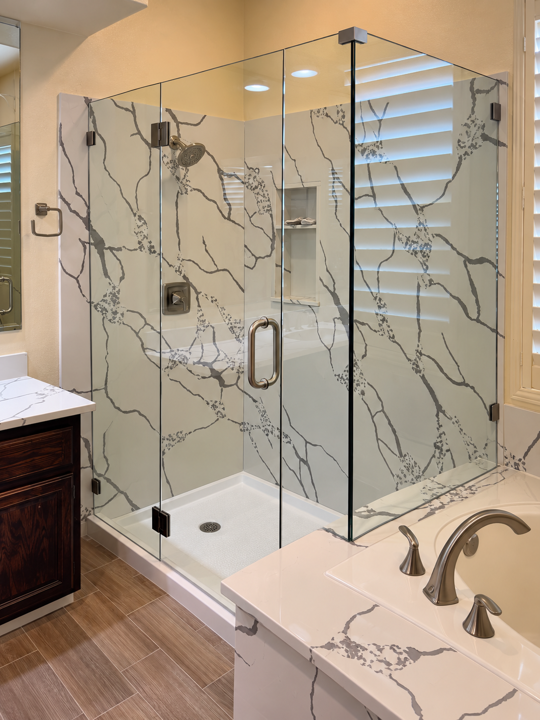 Marble look shower